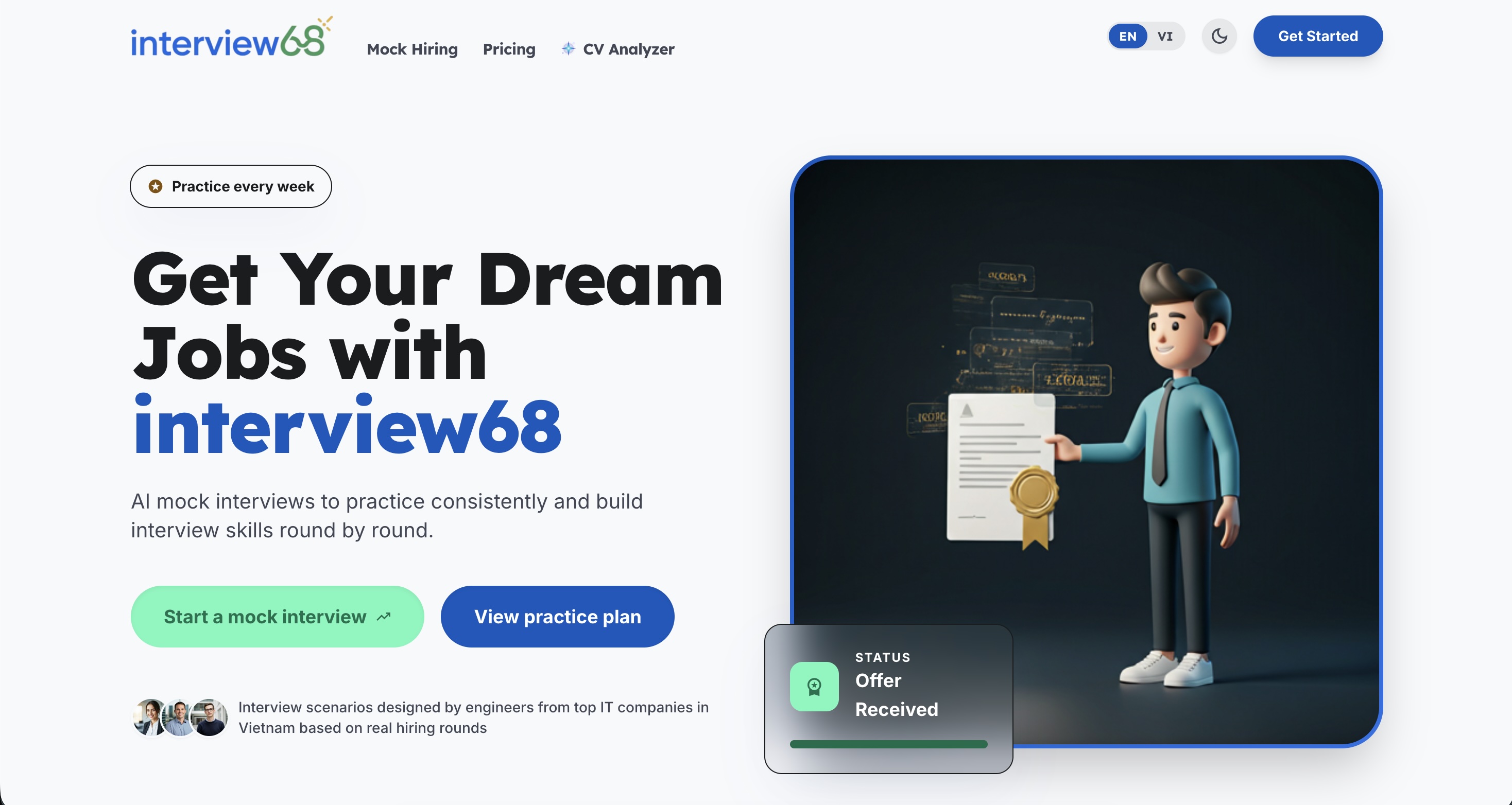 Interview68 AI mock interview demo
